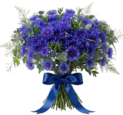 Cornflower Bouquet with Greenery