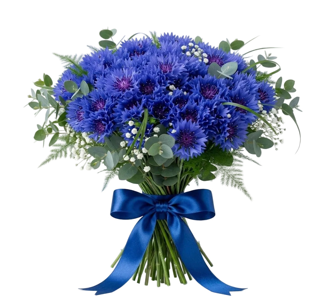 Cornflower Bouquet with Greenery