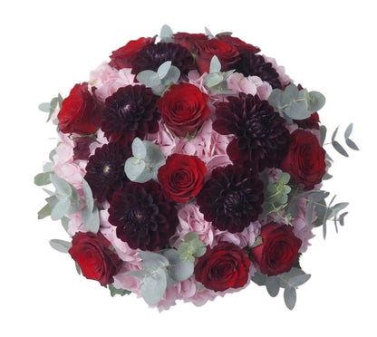 Crimson Elegance Rose and Hydrangea Bouquet