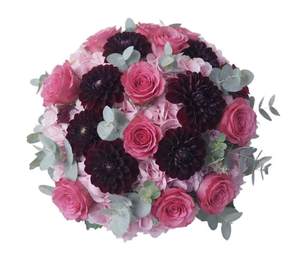 Crimson Elegance Rose and Hydrangea Bouquet