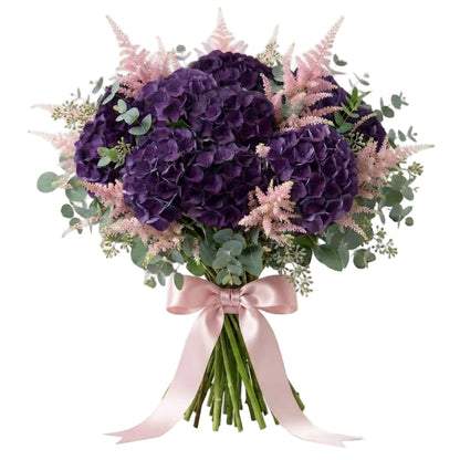 Deep Purple Hydrangea with Astilbe Bouquet