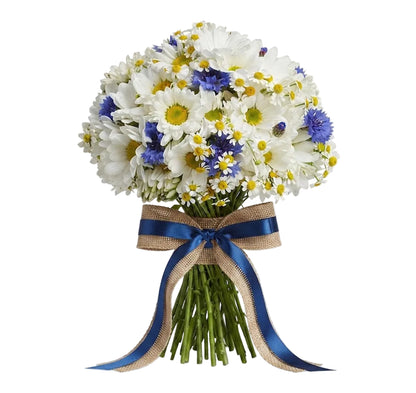 Duo Daisy with Cornflower Bouquet
