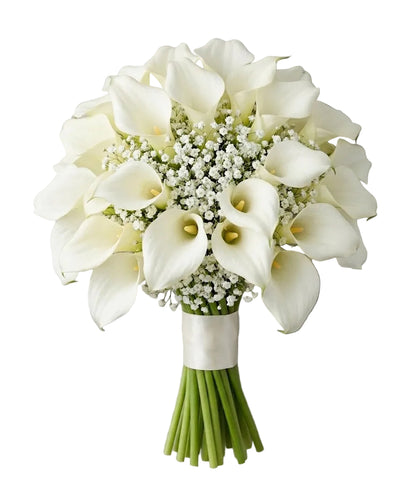 White Calla Lilly with Gypsophila Wedding Bouquet