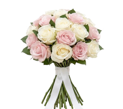 Light Pink and Ivory Roses Wedding Bouquet