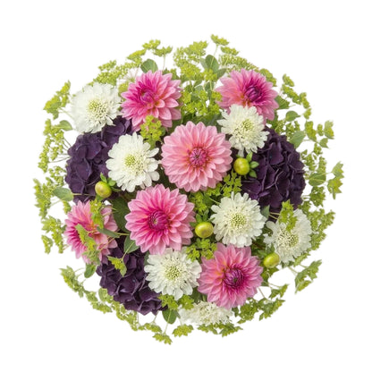Luxury Bouquet of Purple Hydrangea and Dahlia with Scabiosa