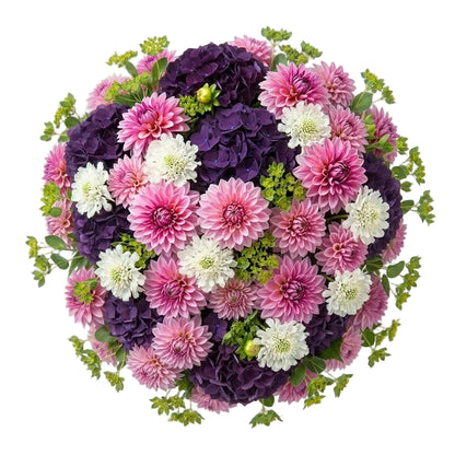 Luxury Bouquet of Purple Hydrangea and Dahlia with Scabiosa