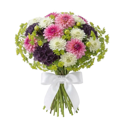 Luxury Bouquet of Purple Hydrangea and Dahlia with Scabiosa