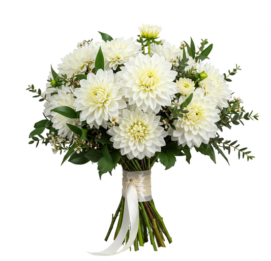Luxury White Dahlia Bridal Bouquet