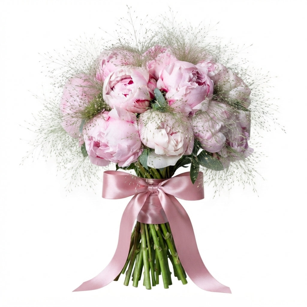 Luxury Peonies Bouquet with Panicum Grass