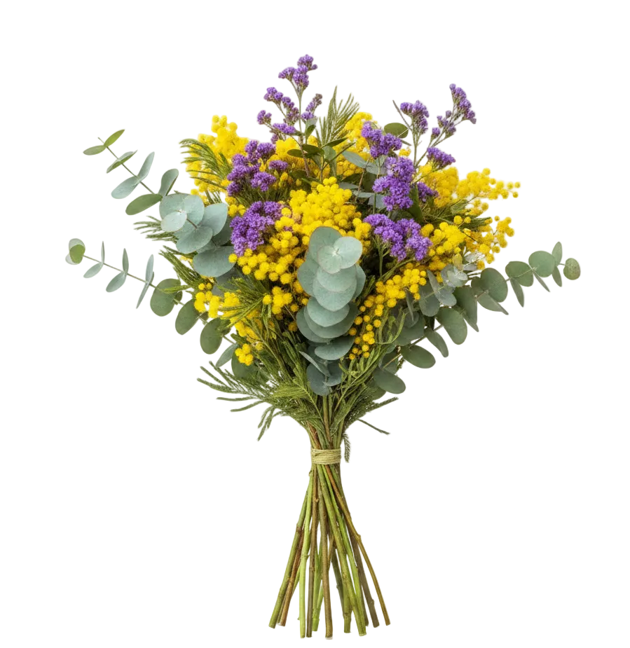 Mimosa in Purple Bouquet