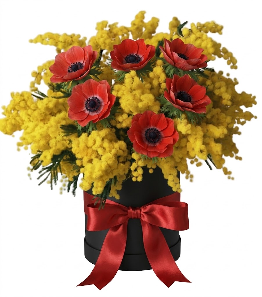 Mimosa with Anemone Luxury Box