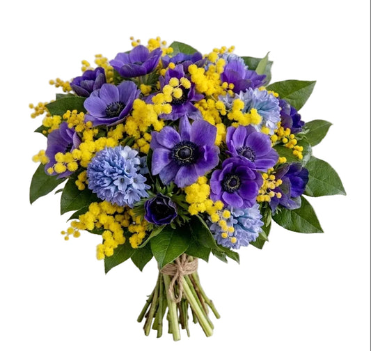 Mimosa with Blue Bouquet