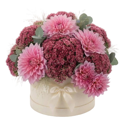 Pink Dahlia with Sedum Pretty Box