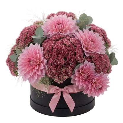 Pink Dahlia with Sedum Pretty Box