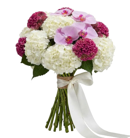 Pink Orchid & Hydrangea Celebration Bouquet