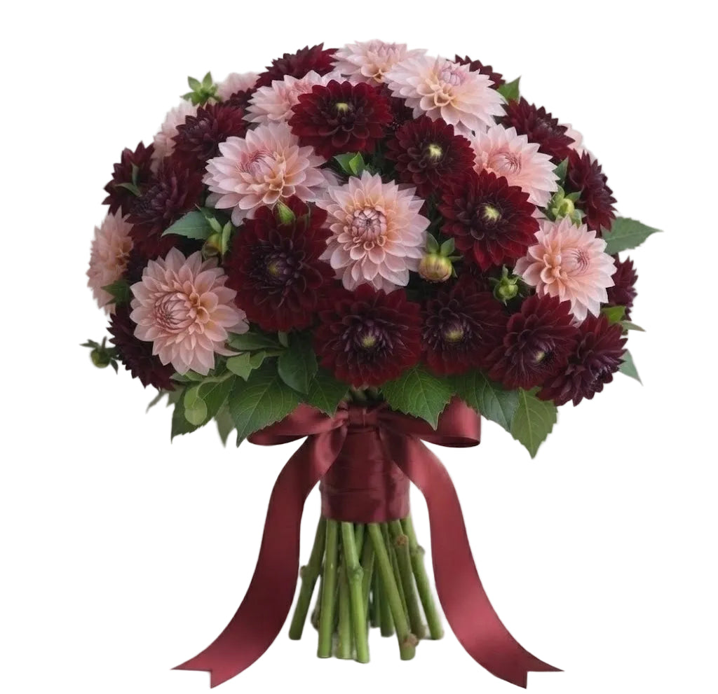 Pink and  Burgundy Dahlia Bouquet