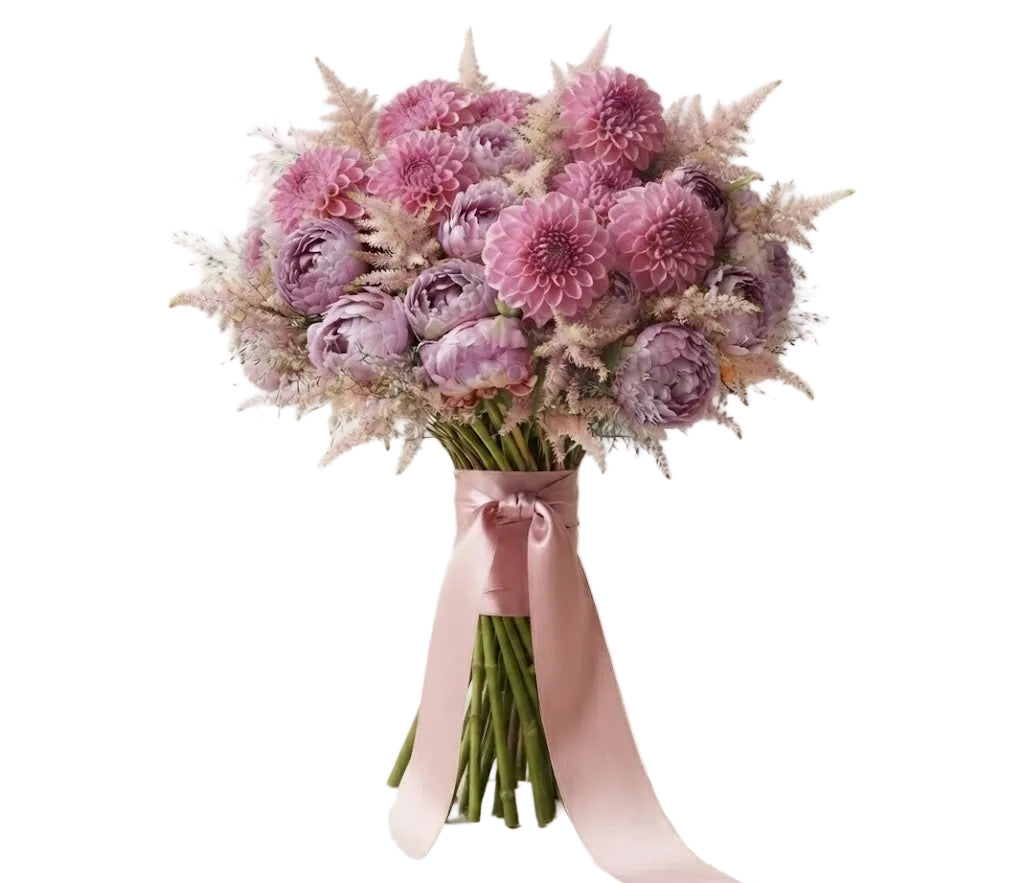 Premium Bouquet of Peonies and Dahlia with Astilbe