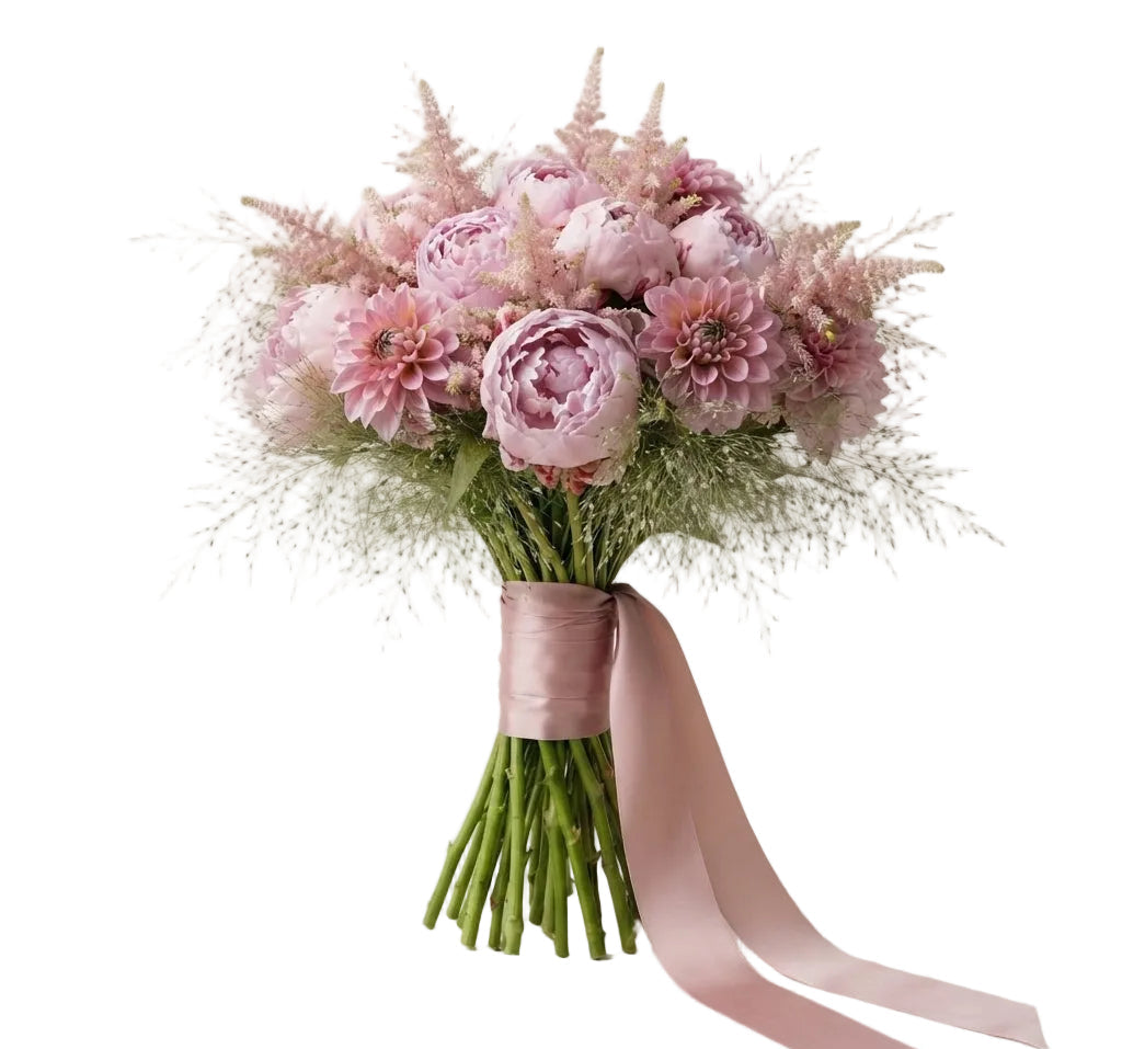 Premium Bouquet of Peonies and Dahlia with Astilbe