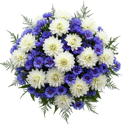 Pretty Bouquet of Dahlia with Cornflowers