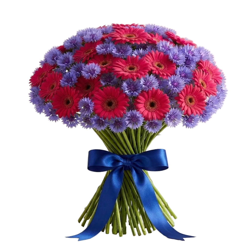 Pretty Bouquet of Gerbera and Cornflowers
