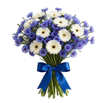 Pretty Bouquet of Gerbera and Cornflowers