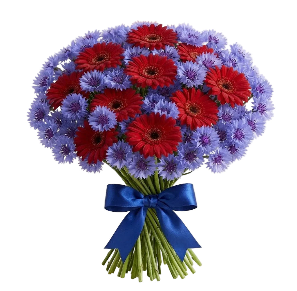 Pretty Bouquet of Gerbera and Cornflowers