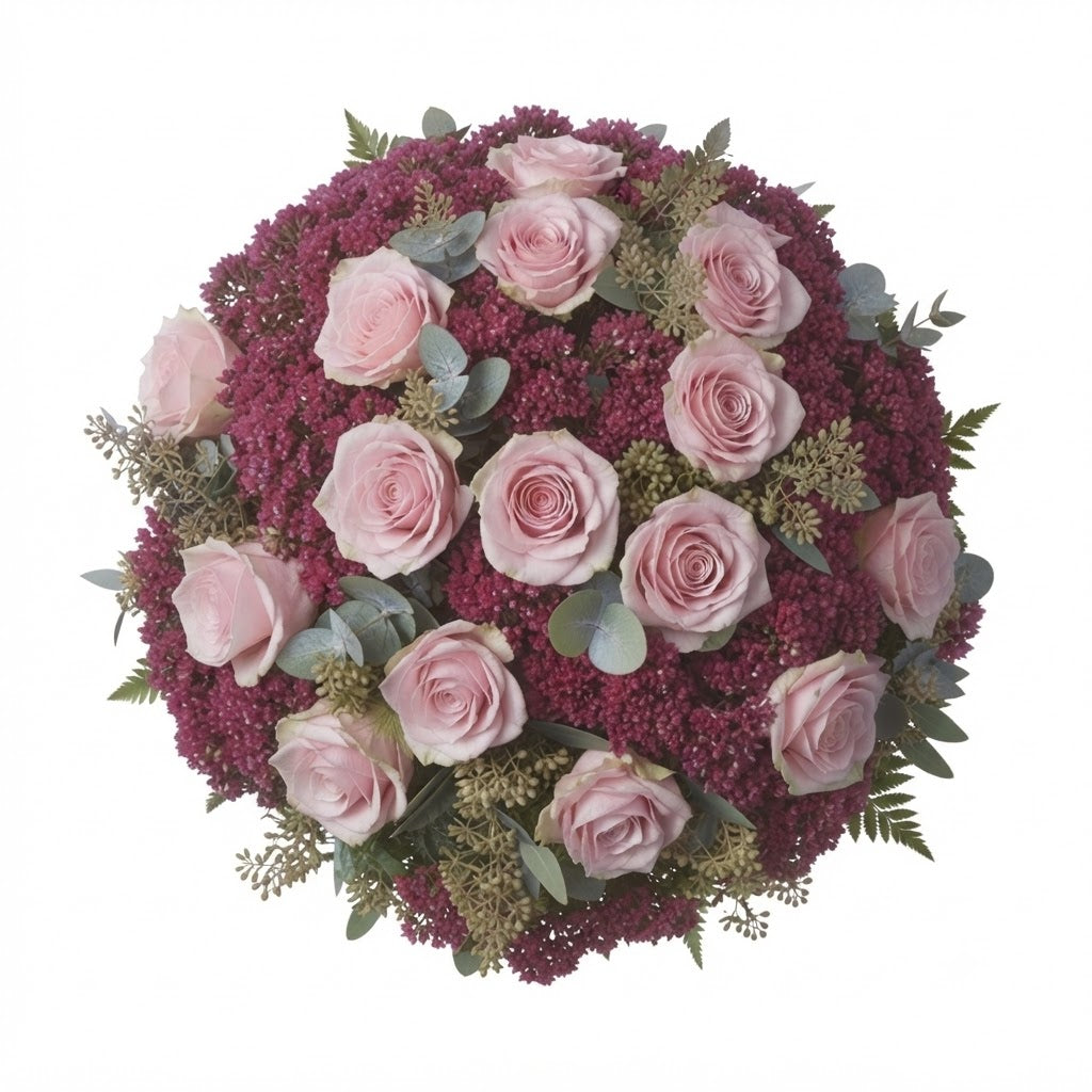 Pretty Bouquet of Roses and Sedum