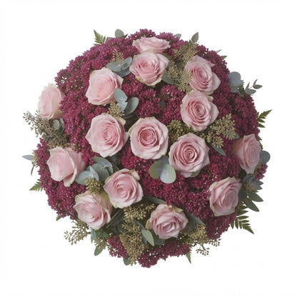 Pretty Bouquet of Roses and Sedum