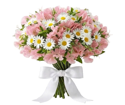 Pretty Bouquet of Sweet Peas and Daisy