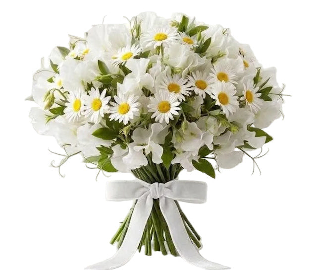 Pretty Bouquet of Sweet Peas and Daisy