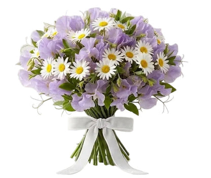 Pretty Bouquet of Sweet Peas and Daisy
