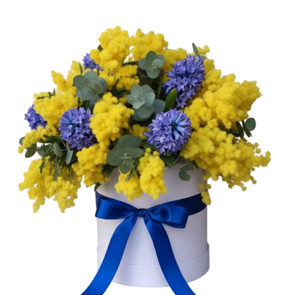 Pretty Box of Mimosa and Hyacinth