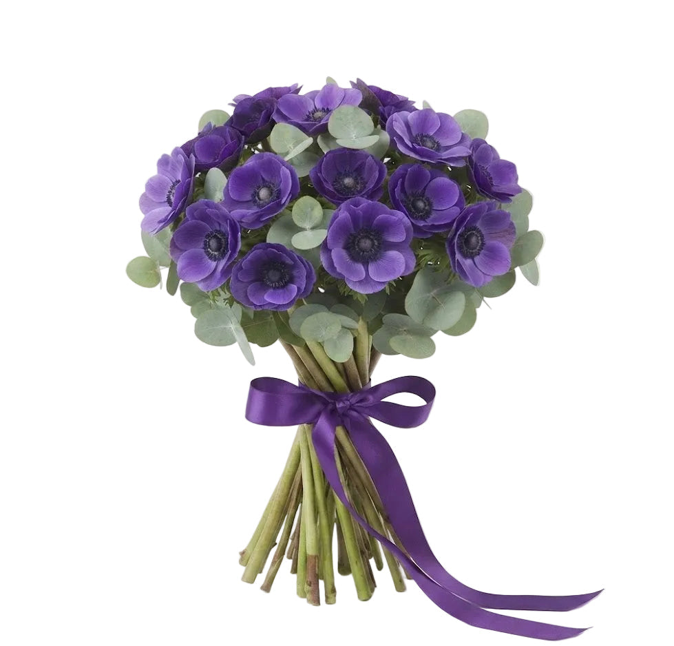 Purple Anemone with Greenery Bouquet
