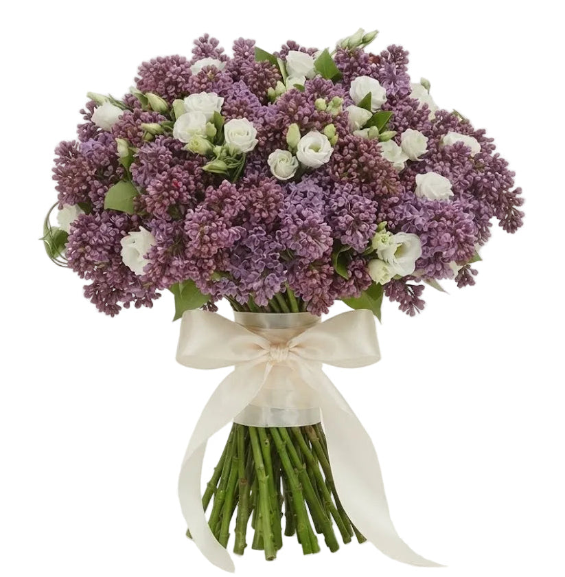 Purple Lilac with White Lisianthus Bouquet