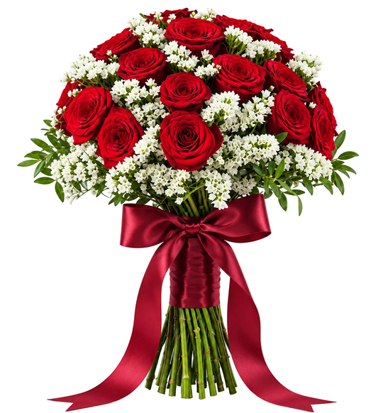 Roses with White Limonium Bouquet