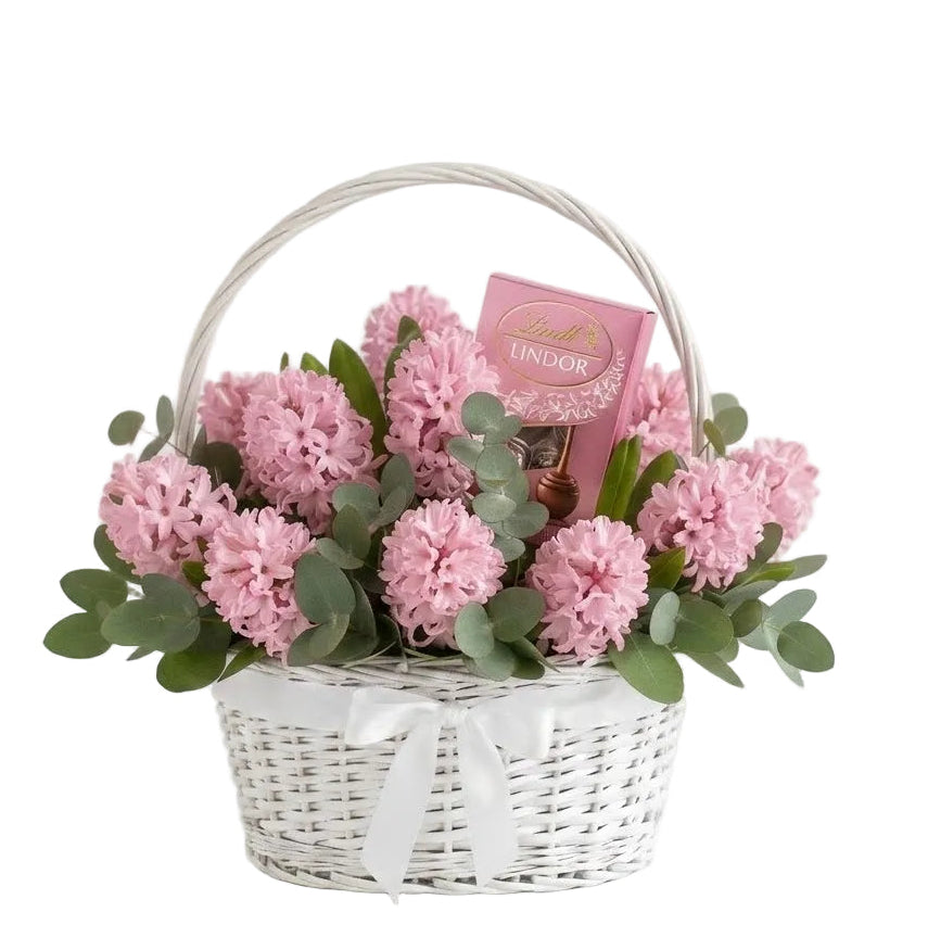 Spring Hyacinth Gift Hamper with Chocolate Truffles