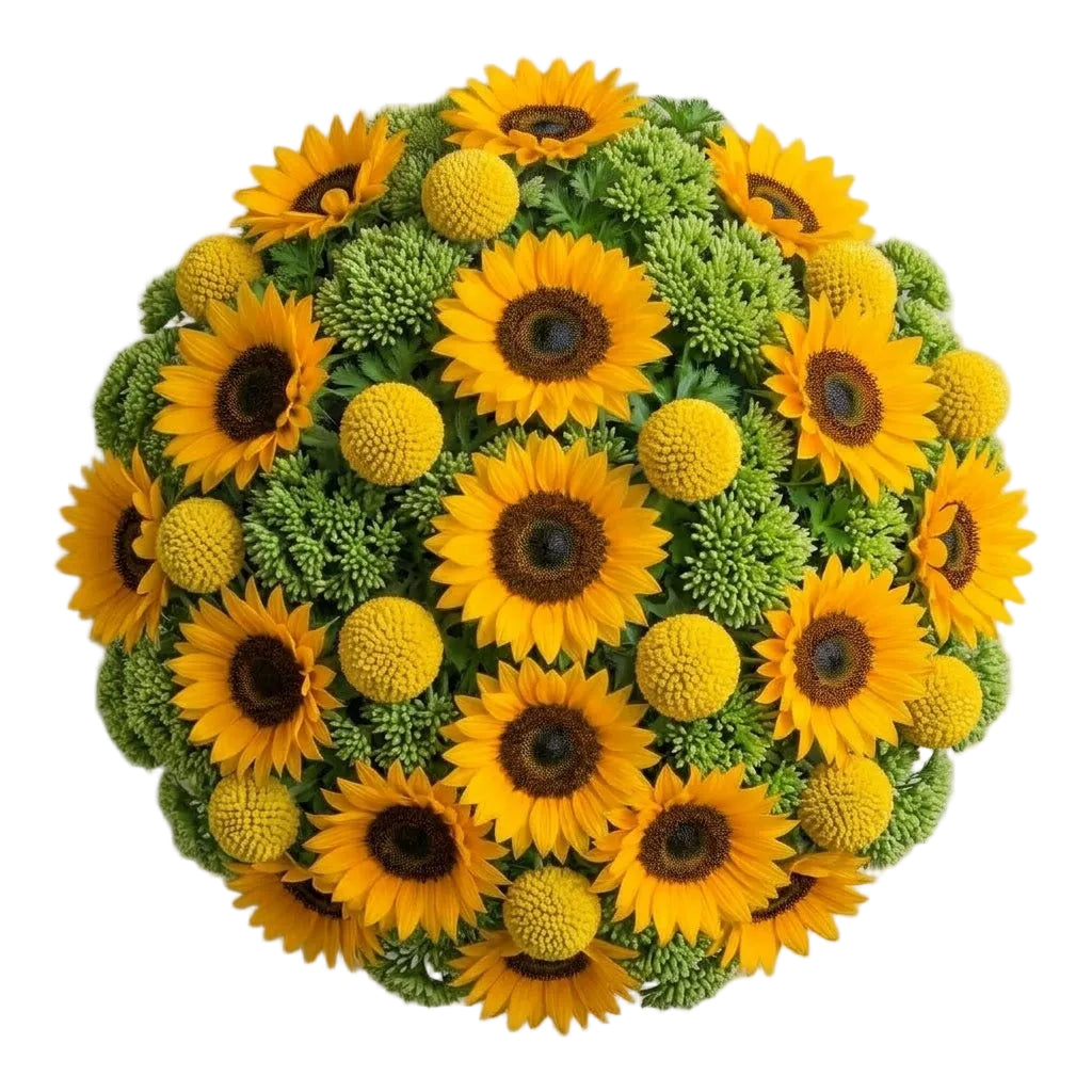 Sunflowers with Craspedia and Sedum Bouquet