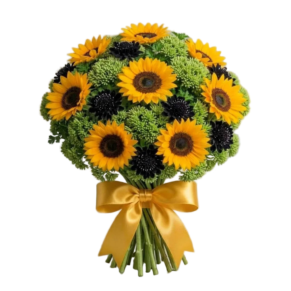 Sunflowers with Scabiosa and Sedum Bouquet