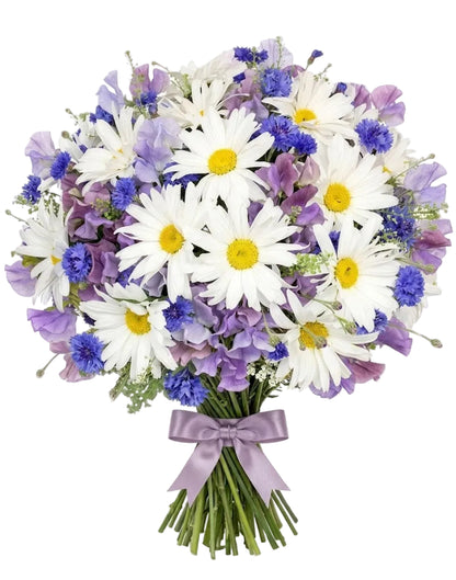 Sweet Pea with Daisy and Cornflower Bouquet