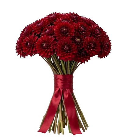 Premium Red Dahlia Bridal Bouquet