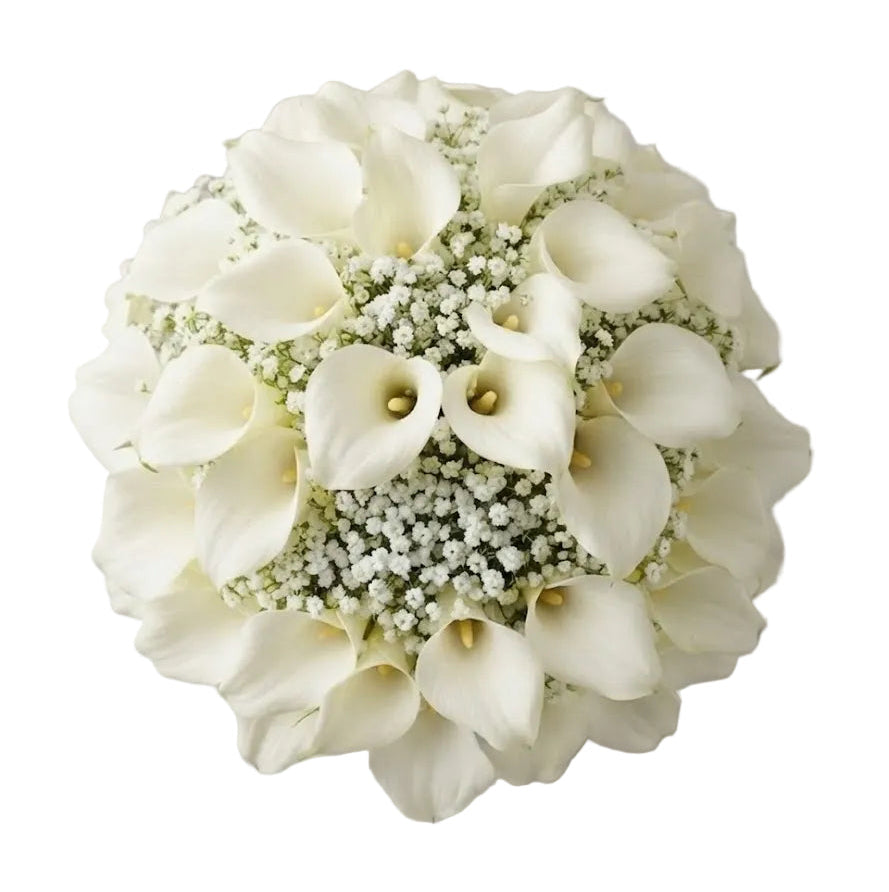 White Calla Lilly with Gypsophila Wedding Bouquet