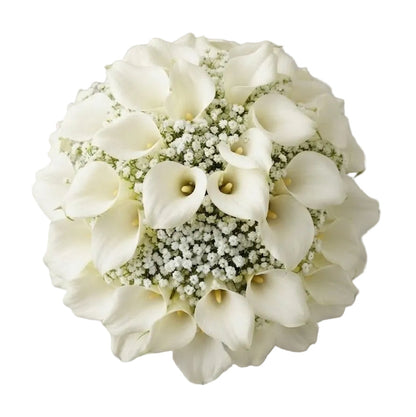 White Calla Lilly with Gypsophila Wedding Bouquet