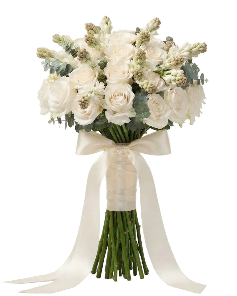 White Roses with Tuberose Bouquet