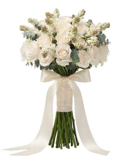 White Roses with Tuberose Bouquet