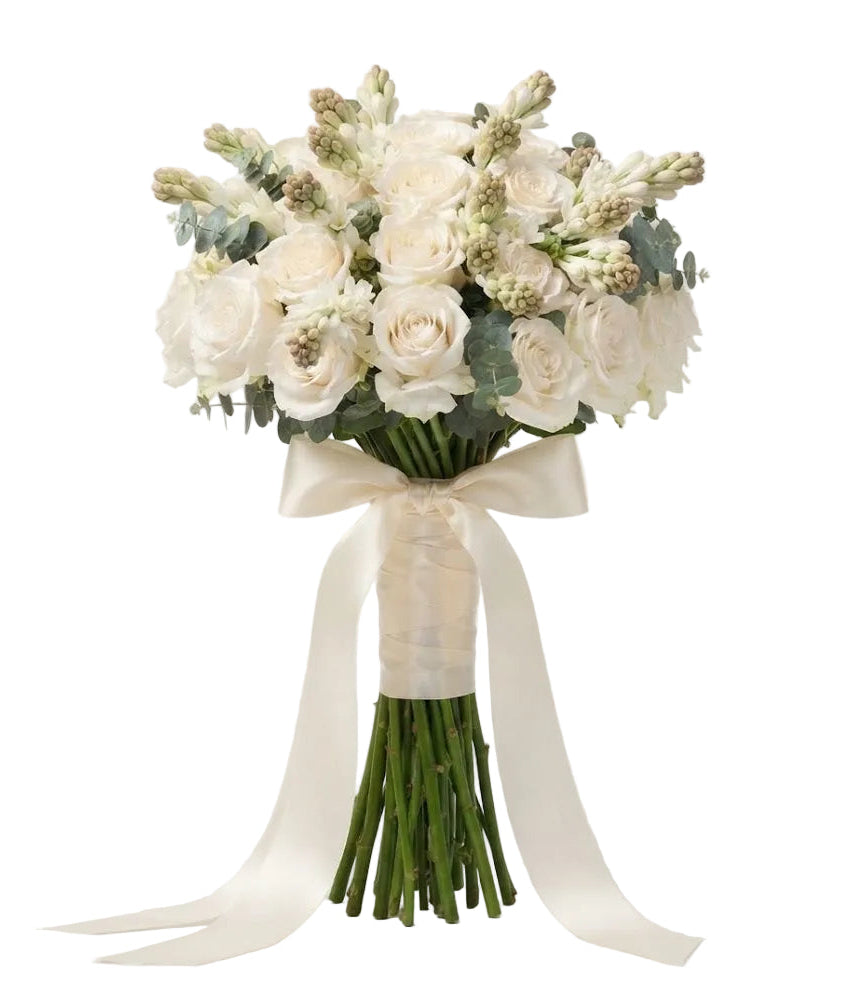White Roses with Tuberose Bouquet