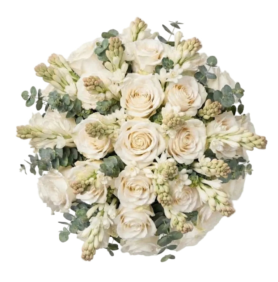 White Roses with Tuberose Bouquet