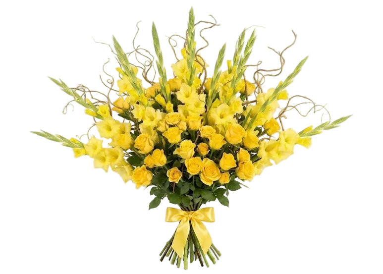 Yellow Roses and Gladiolus