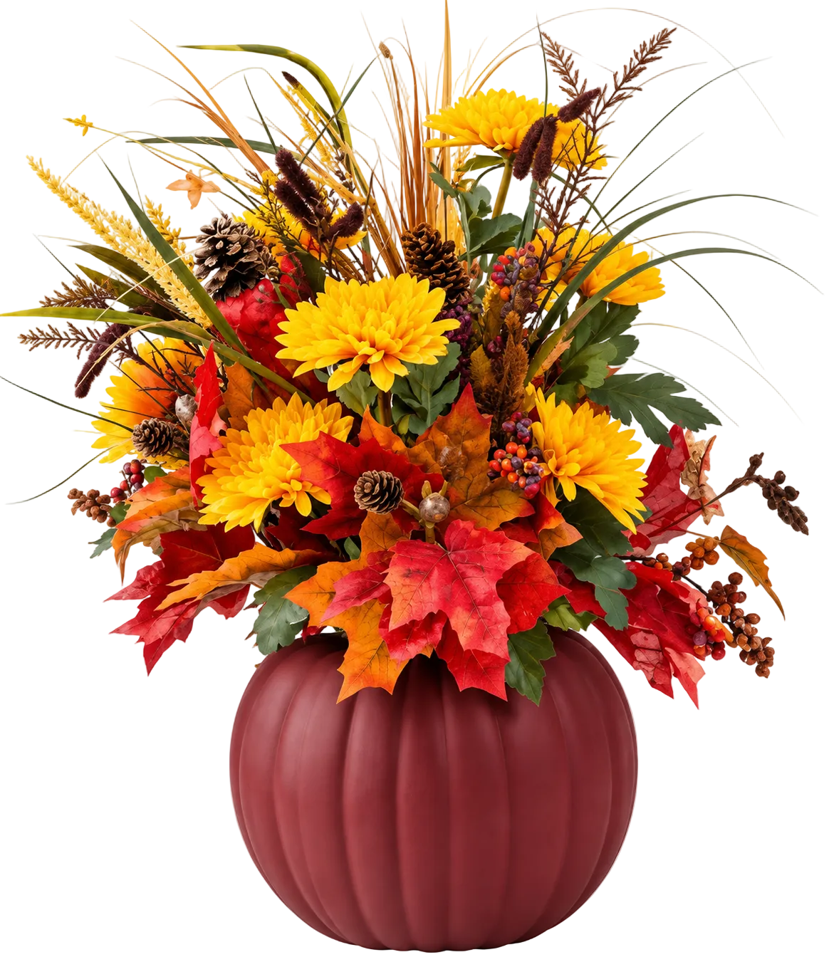 Autumn Composition with Leaves in a Pumpkin - Florist London
