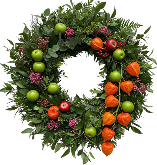 Autumn Wreath with Chinese Lanterns