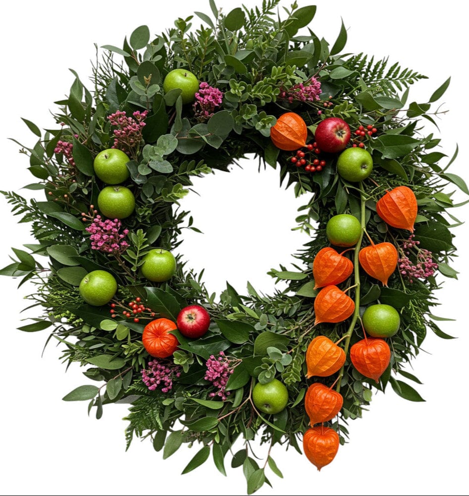 Autumn Wreath with Chinese Lanterns - Florist London